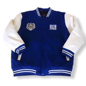 Real G's Stay Rich & Ruthless Letterman Jacket (Blue)