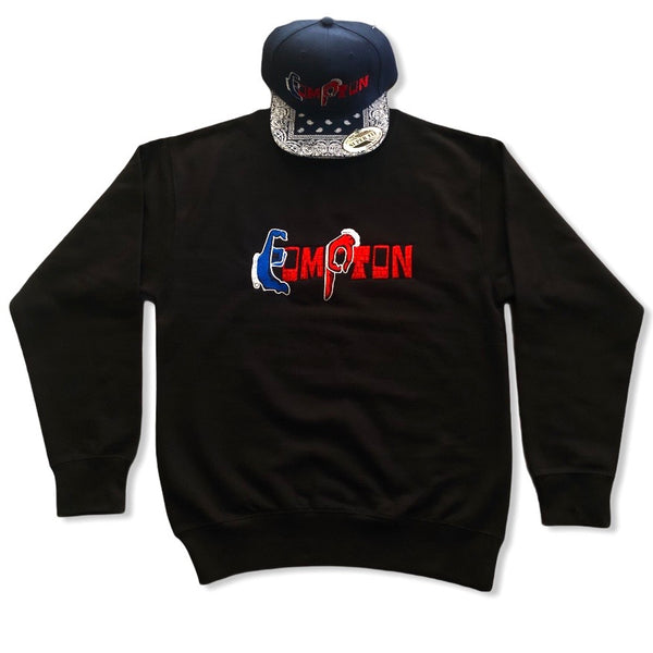 'Compton Unity' Sweatshirt & Snapback Ensemble (Red Brick) navy