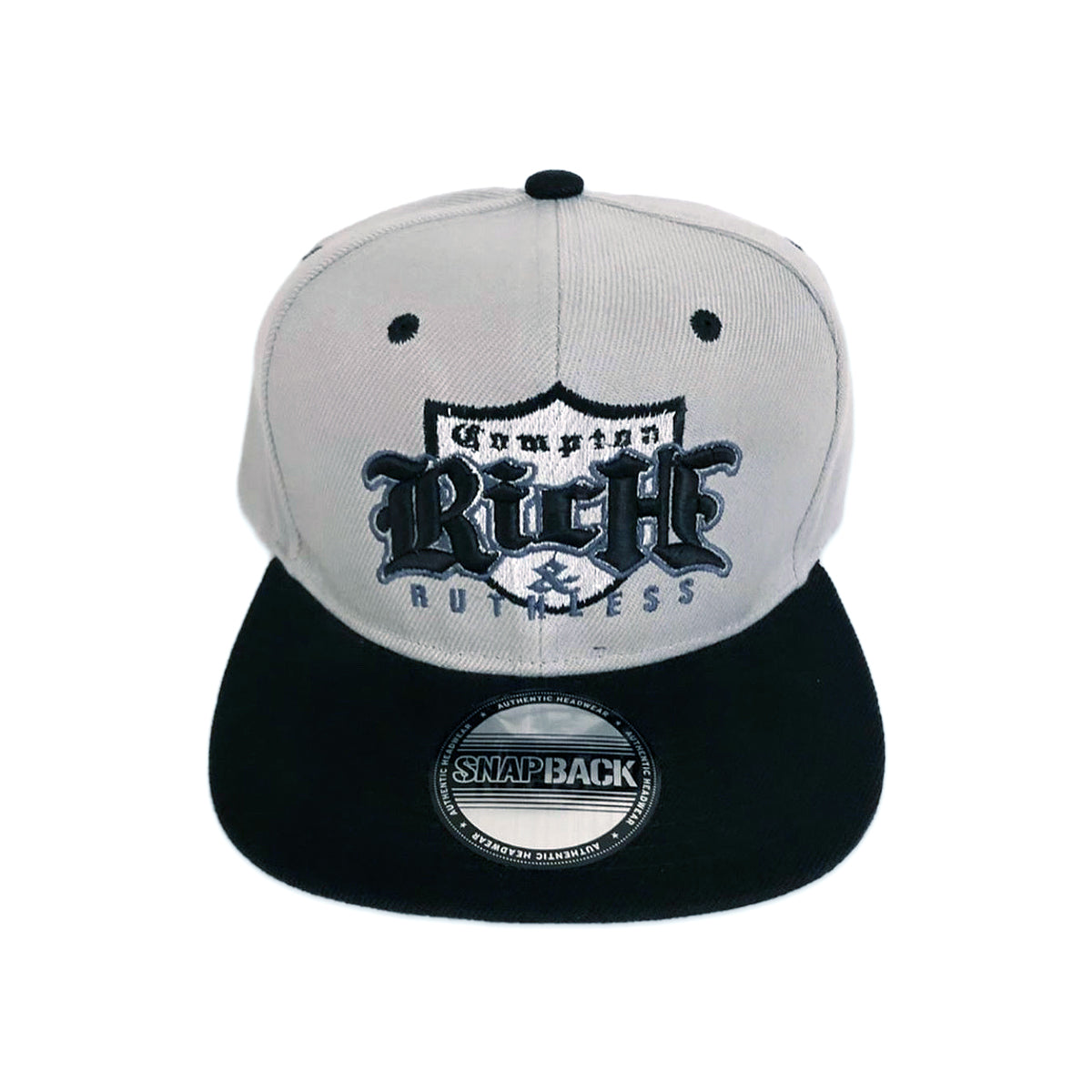 Compton Rich & Ruthless Retro Crest (Snapback Gray/Black)