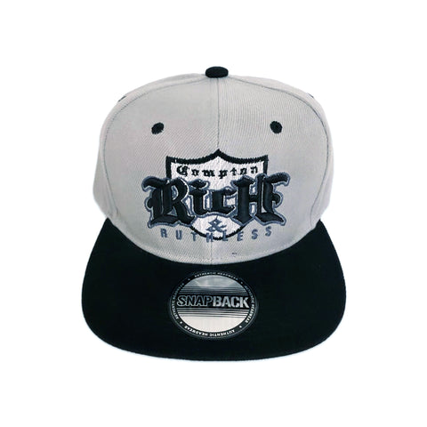Compton Rich & Ruthless Retro Crest (Snapback Gray/Black)